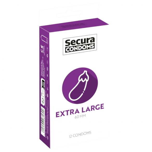 Secura Berinjela - Preservativo Extra Grande - 60mm (12 unid.)