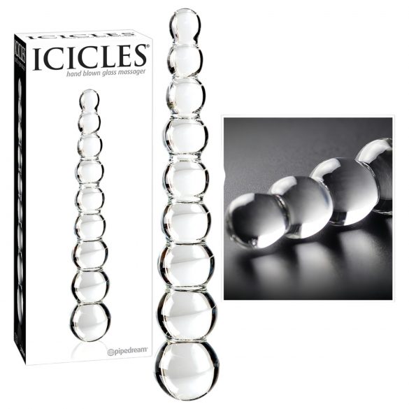 Icicles No. 2 - Dildo de Vidro Translúcido com Esferas