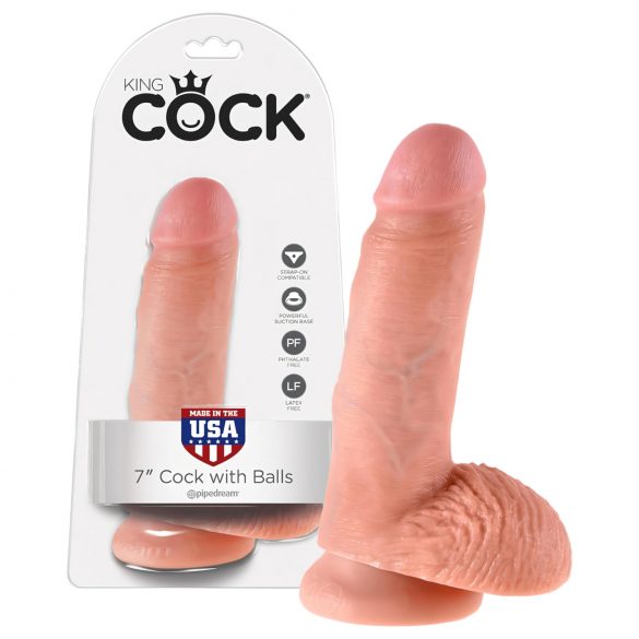 Dildo King Cock 18cm com escroto - Natural