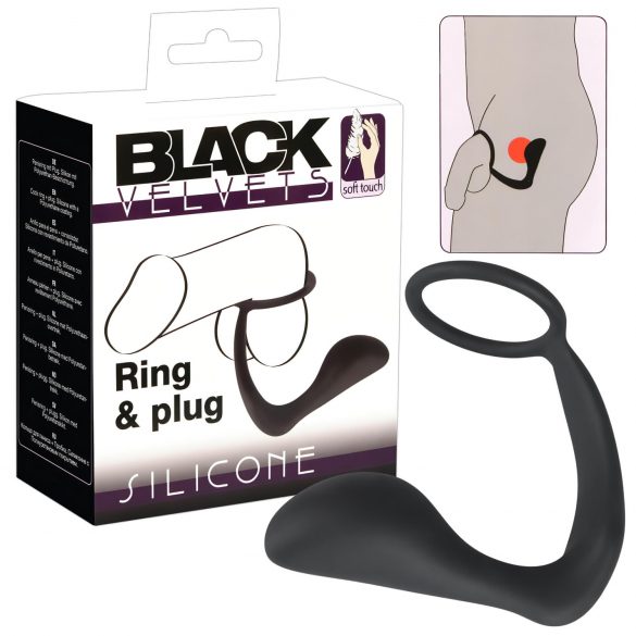 Plug Anal com Anel Peniano Black Velvet (preto)