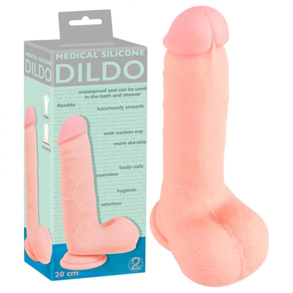 Dildo Médico Reto de Silicone - 20 cm Natural