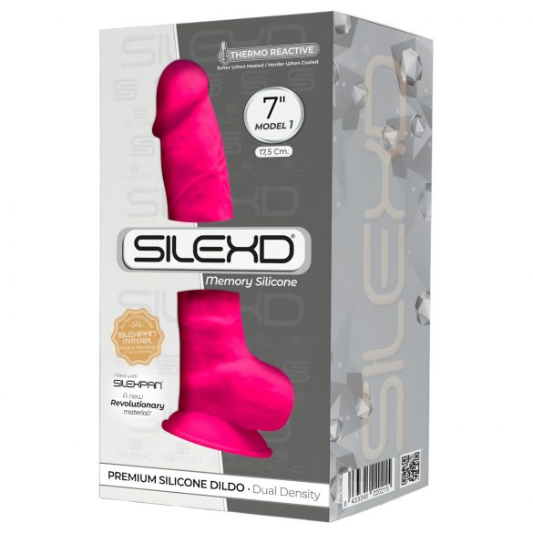 Silexd 7 - Flexível, com ventosa, com escroto - 17,5cm (rosa)