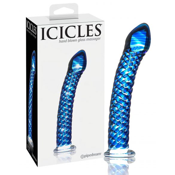 Icicles Nº29 - Dildo espiral de vidro azul