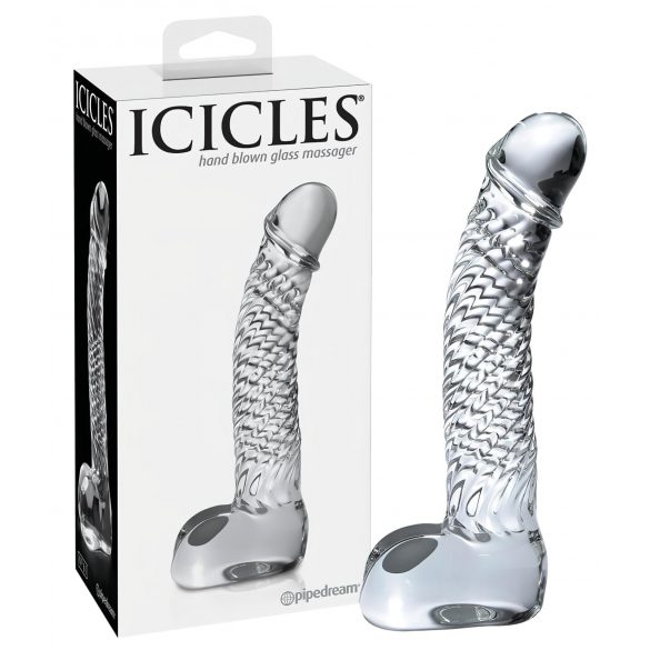 Icicles No. 61 - Dildo de Vidro com Testículos (Transparente)