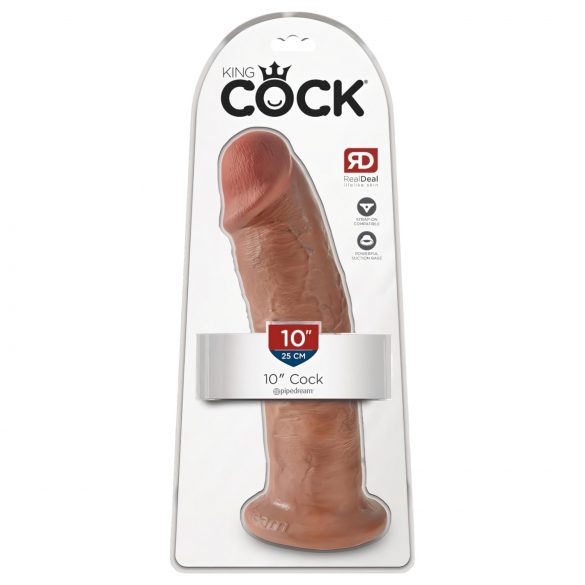 King Cock 10" Dildo com Ventosa (25cm) - Natural Escuro