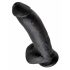 King Cock 9 - Dildo com ventosa e testículos (23cm) - preto