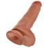 King Cock 11 - Dildo com ventosa e testículos (28cm) - tom natural escuro