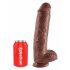 King Cock 11 - Dildo ventosa com escroto (28cm) - marrom