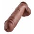 King Cock 11 - Dildo ventosa com escroto (28cm) - marrom