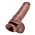 King Cock 11 - Dildo ventosa com escroto (28cm) - marrom