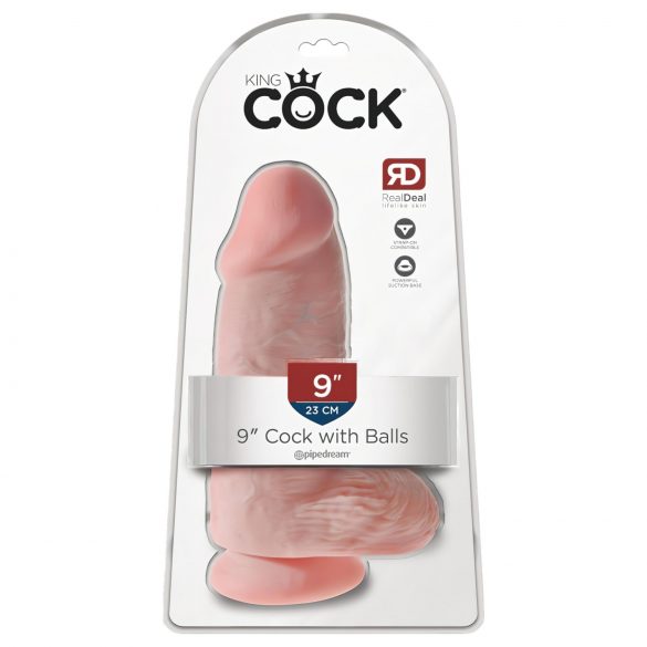 King Cock 9 Chubby - Dildo com ventosa e testículos (23cm) - Natural