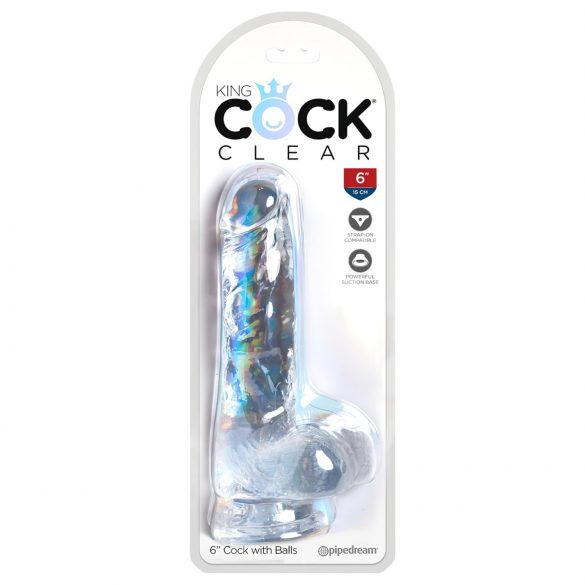 King Cock Clear 6 - Dildo realista com ventosa e testículos (15cm)