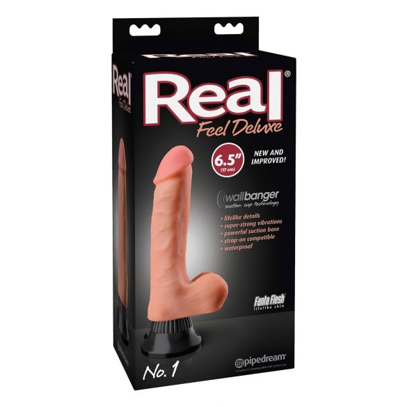 Real Feel Deluxe No.1 - Vibrador realista com escroto (natural)