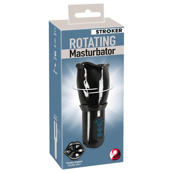 STROKER Rotativo - masturbador boca giratória com bateria (preto)