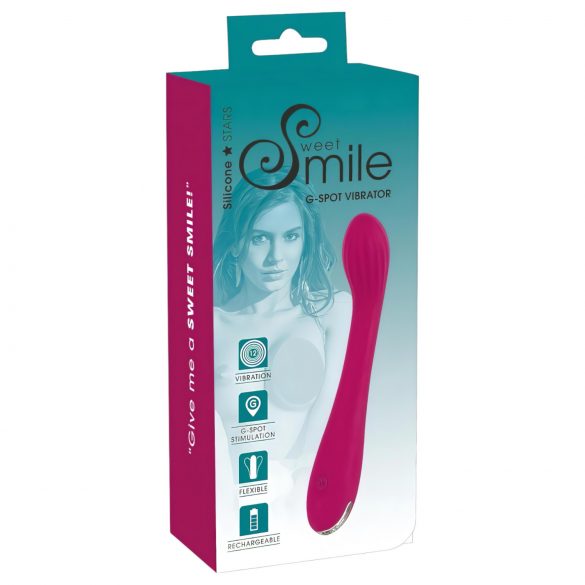 Vibrador Smile recarregável ponto G roxo com textura estimulante