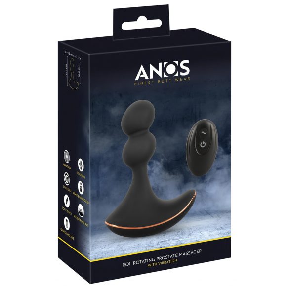 ANOS - Vibrador anal giratório duplo motor (preto)