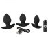 Conjunto Preto Veludo - Vibrador Anal Recarregável, 3 Peças (Preto)