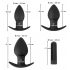 Conjunto Preto Veludo - Vibrador Anal Recarregável, 3 Peças (Preto)