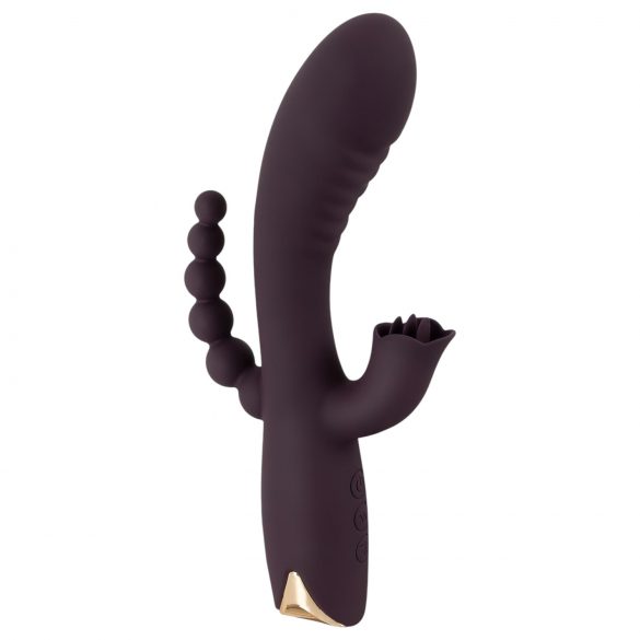 Javida - Vibrador 3 em 1 com pérolas e língua (roxo)