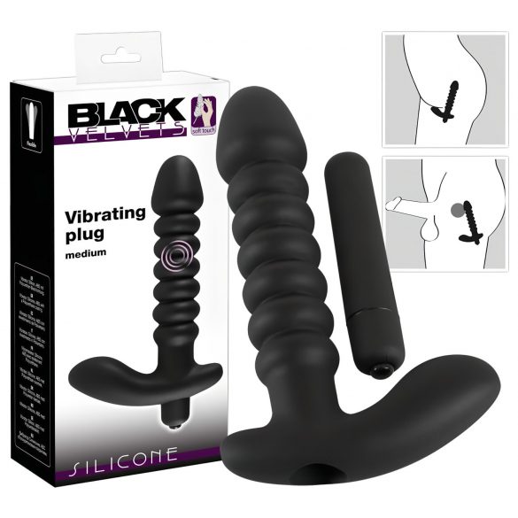 Vibrador Black Velvet médio preto com textura