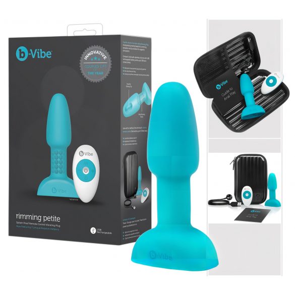 b-Vibe Rimming - Vibrador anal turquesa com esferas giratórias