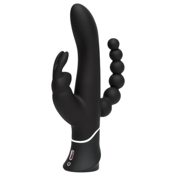 Happyrabbit Triplo - vibrador recarregável preto para clitóris e ânus