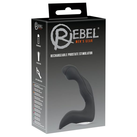 Rebel - Vibrador ondulado p/ próstata inicial, recarregável (preto)