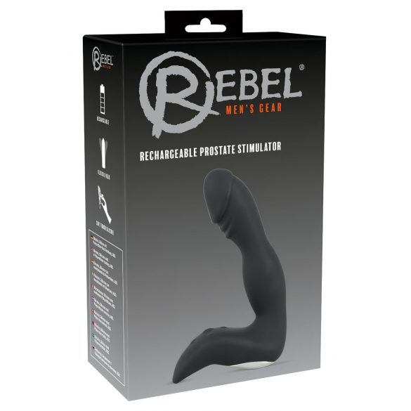 Rebel - Vibrador de próstata recarregável com pênis (preto)