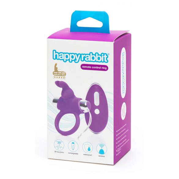 Happyrabbit - anel peniano recarregável com controle (roxo-prata)