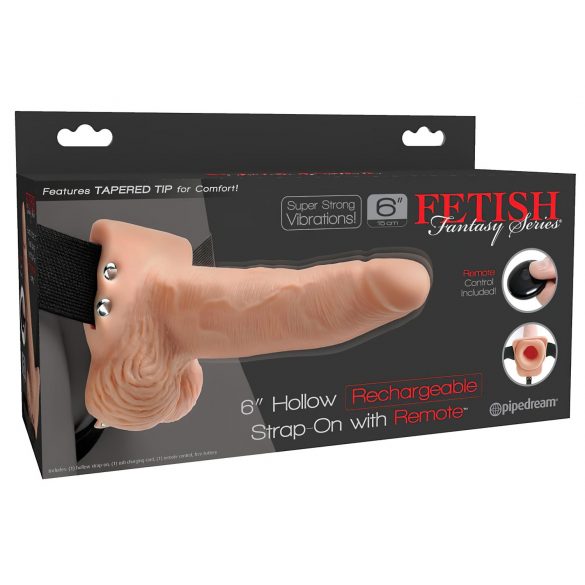 Fetiche Strap-On 6: vibrador oco aveludado com controle remoto!