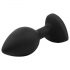 Sunfo - Plug anal silicone com pedra em forma de coração (preto-branco)