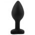 Sunfo - Plug anal silicone com pedra em forma de coração (preto-branco)