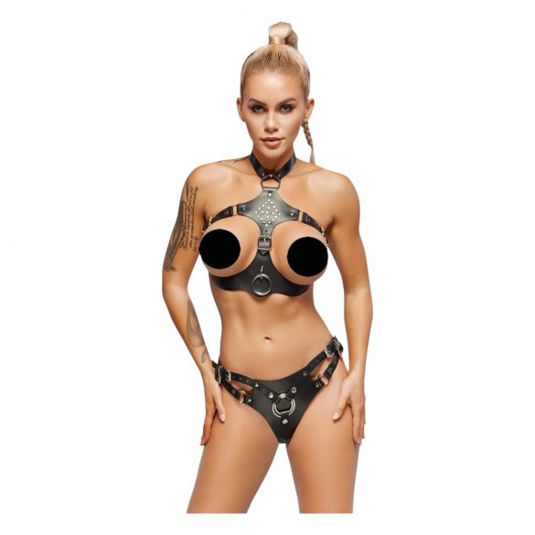 ZADO - Conjunto de Couro com Strap-on (Preto) - L/XL