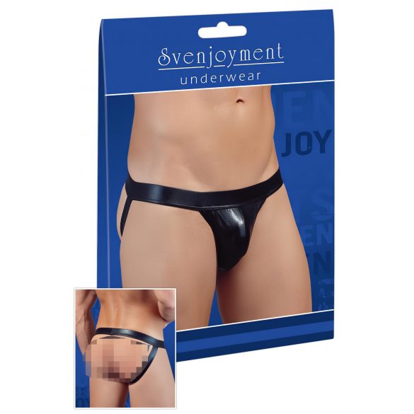 Cueca mínima preta brilhante para homens - XL