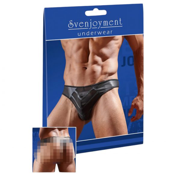 Tanga masculina brilhante com detalhe translúcido (preto) - M