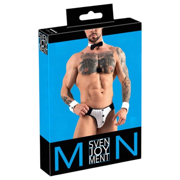 Svenjoyment - Conjunto Tanga de Garçom Masculino (preto e branco)