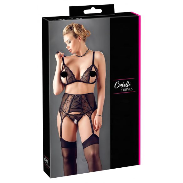 Cottelli Tamanhos Grandes - Trio de Lingerie Rendado (preto) - XXXL