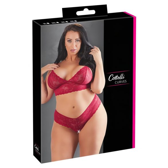 Cottelli Tamanho Plus - Conjunto de Sutiã de Renda Suave (Vermelho)