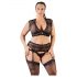 Cottelli Plus Size - Conjunto de Lingerie em Renda com Strass (Preto)