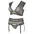 Cottelli Plus Size - Conjunto de Lingerie em Renda com Strass (Preto)