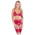 Abierta Fina - conjunto de lingerie com correntes reluzentes (vermelho)