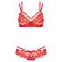 Obsessive 860-SET-3 - Conjunto vermelho rendado com rosas