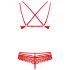 Obsessive 860-SET-3 - Conjunto vermelho rendado com rosas