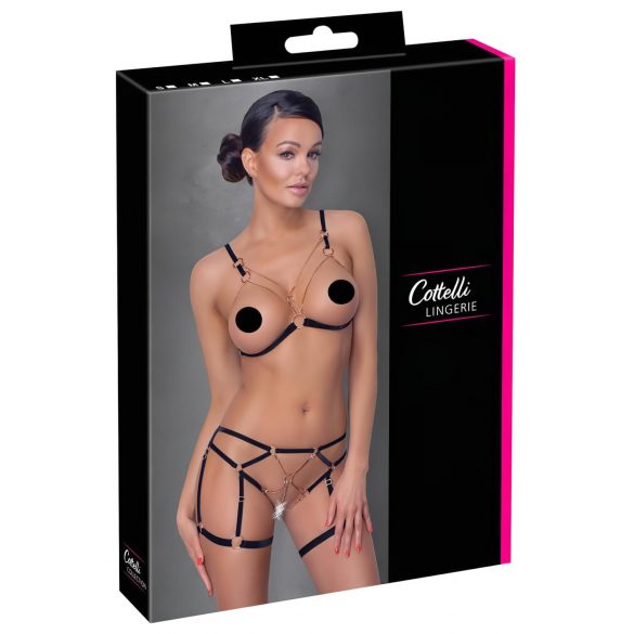 Cottelli - Harnês de Corpo com Correntes - 2 peças (preto) - M