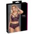 Cottelli Tamanho Plus - Conjunto de Sutiã Floral (Preto e Roxo)