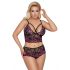 Cottelli Tamanho Plus - Conjunto de Sutiã Floral (Preto e Roxo)