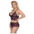 Cottelli Tamanho Plus - Conjunto de Sutiã Floral (Preto e Roxo)