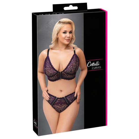 Cottelli Curves Plus Size - Conjunto de Sutiã Translúcido com Padrões (roxo)