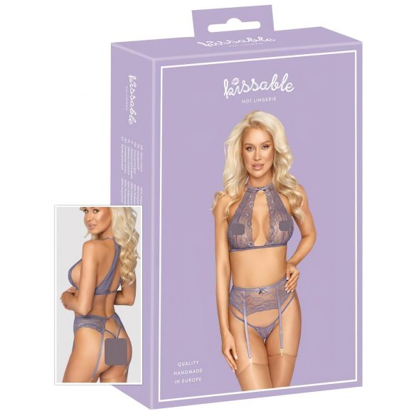 Beijável - conjunto de lingerie rendada (roxo)