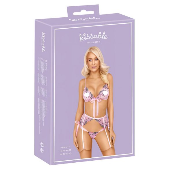 Kissable - lingerie rosa bordado romântico